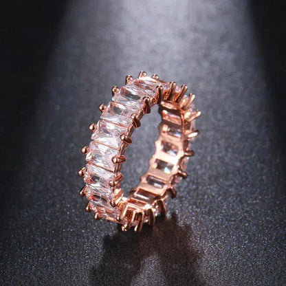 Bague en Zirconium Luxueuse en Or et Argent
