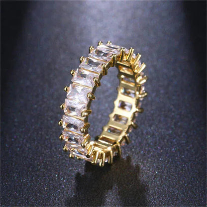 Bague en Zirconium Luxueuse en Or et Argent
