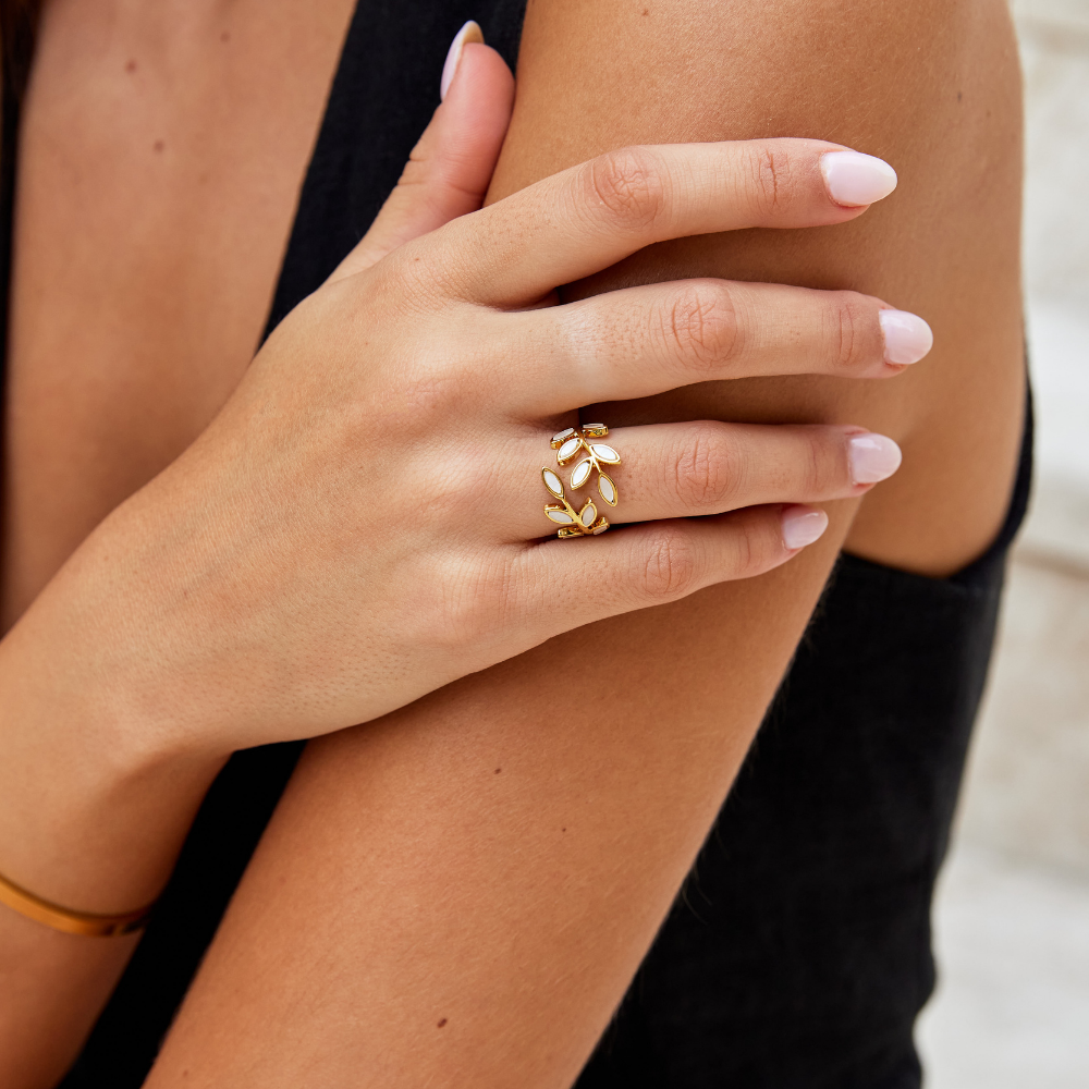 Bague Motif Feuille d'Or