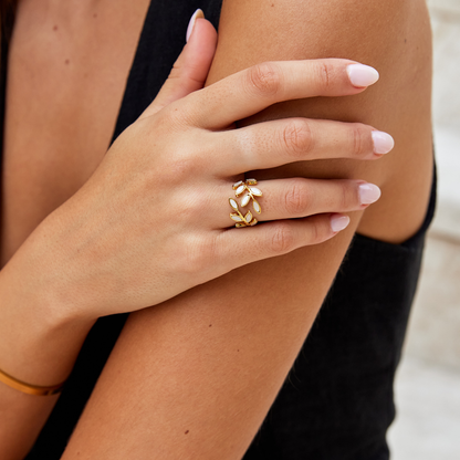 Bague Motif Feuille d'Or