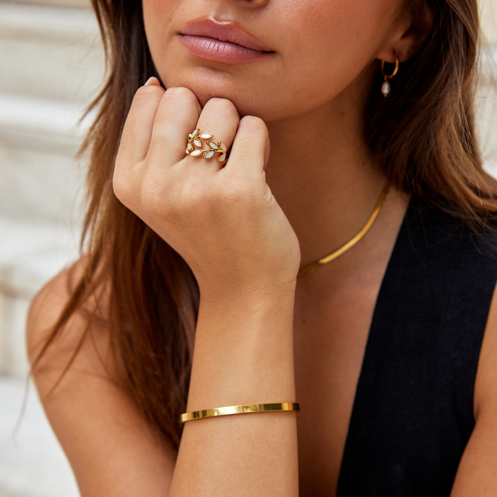 Bague Motif Feuille d'Or