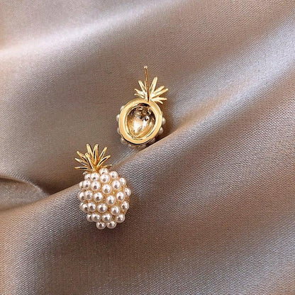 Boucles d'oreilles en ananas tropical et ornées de perles