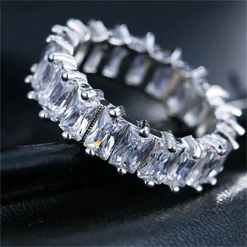 Bague en Zirconium Luxueuse en Or et Argent