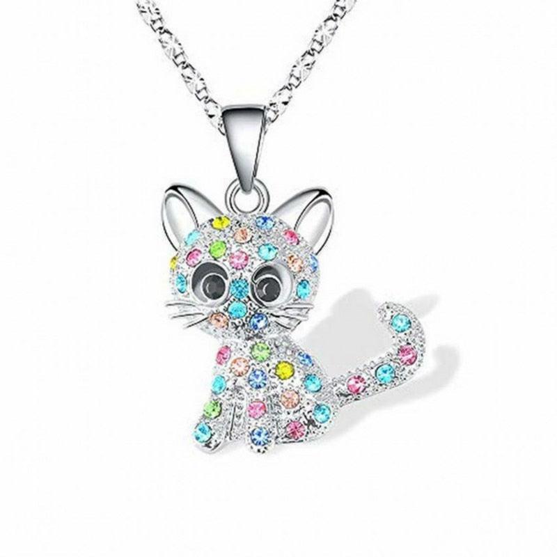 Collier en Zirconium Coloré avec des Chatons Argentés