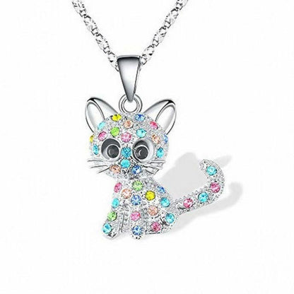 Collier en Zirconium Coloré avec des Chatons Argentés