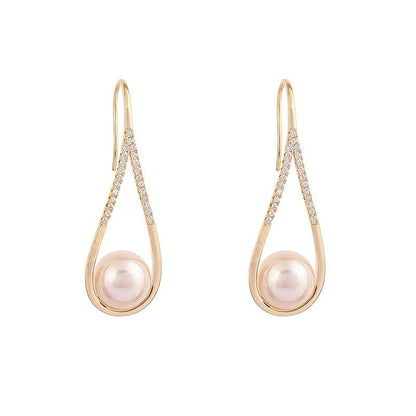 Boucles d'oreilles en perles rose doré