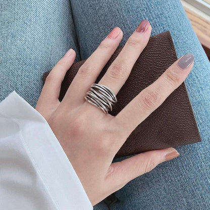 Bague superposée ajustable en argent sterling 925