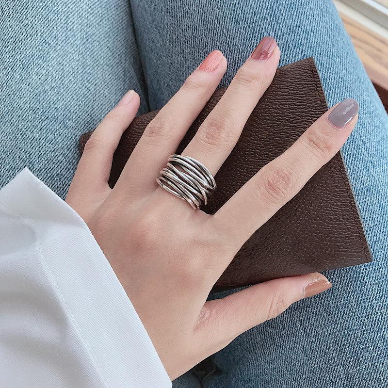 Bague ajustable en argent plaqué