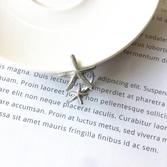 Bague Étoile de Mer Ajustable en Argent et Or