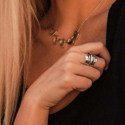 Bague Enveloppante Multi Bandes Argent