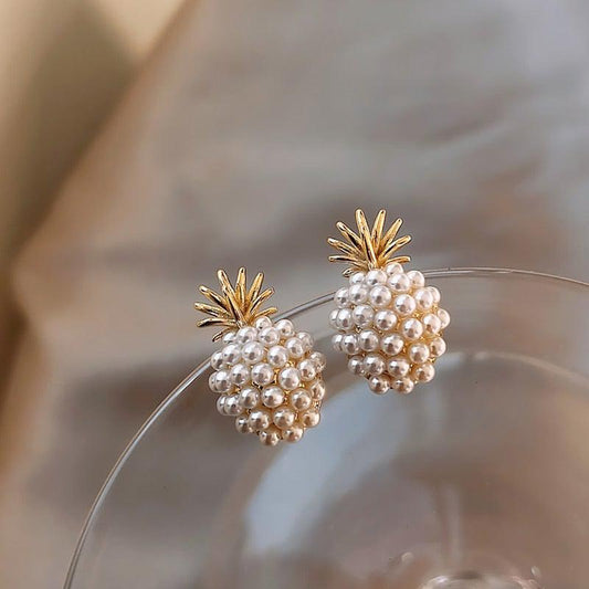 Boucles d'oreilles en ananas tropical et ornées de perles