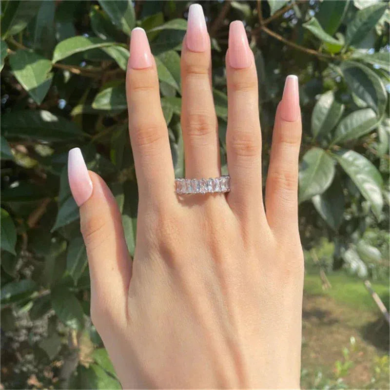Bague en Zirconium Luxueuse en Or et Argent