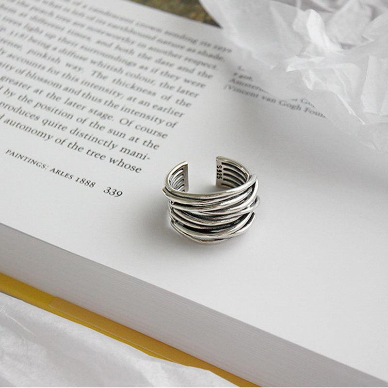 Bague ajustable en argent plaqué