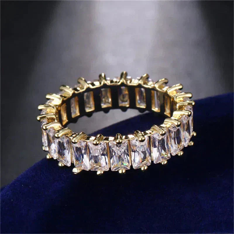 Bague en Zirconium Luxueuse en Or et Argent