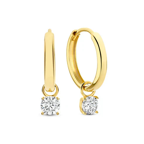 Boucles d'oreilles créoles en pierre Larmes de Lune