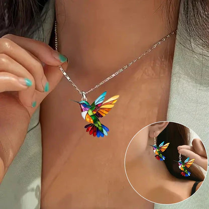 Magnifique collier Colibri avec boucles d'oreilles bonus