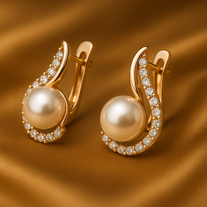 Boucles d'oreilles à boutons en perles de luxe