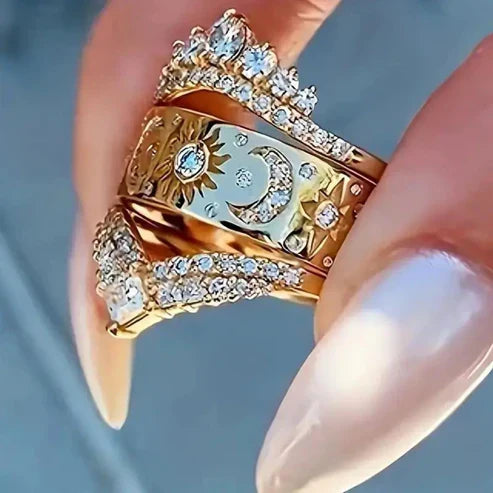 Bague Soleil et Lune Éclatante