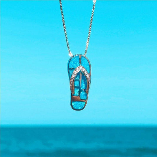 Collier Flip Flop en Opale et Argent