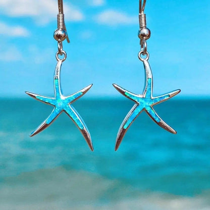 Boucles d'oreilles étoile de mer en opale et argent