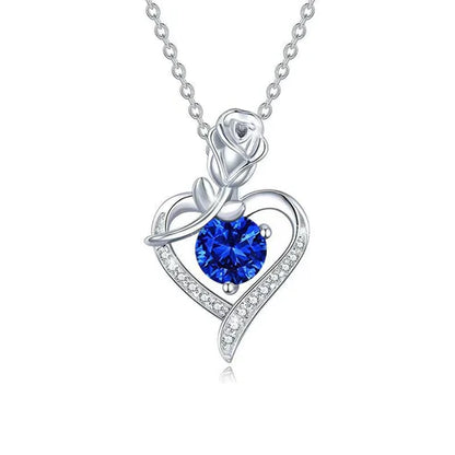 Collier Cœur en Rose Saphir