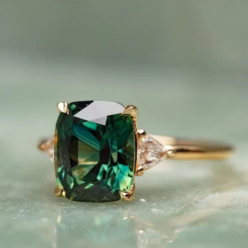 Bague en Pierre Précieuse Verte Inspirée du Vintage