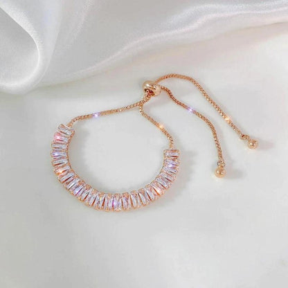 Bracelet en Zirconium Cubique Ajustable en Or et Argent
