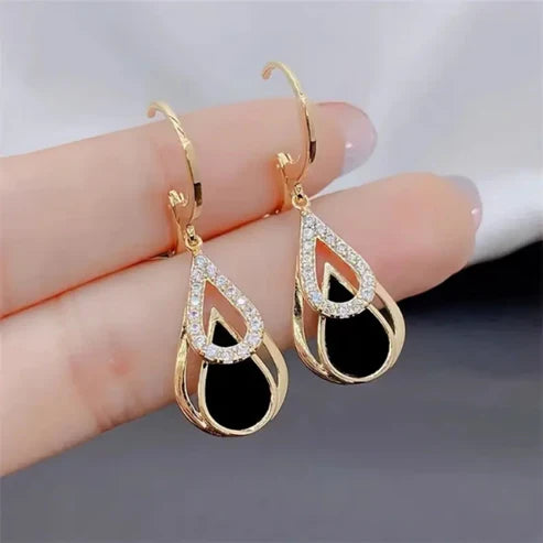 Boucles d'oreilles en zirconium noir et or