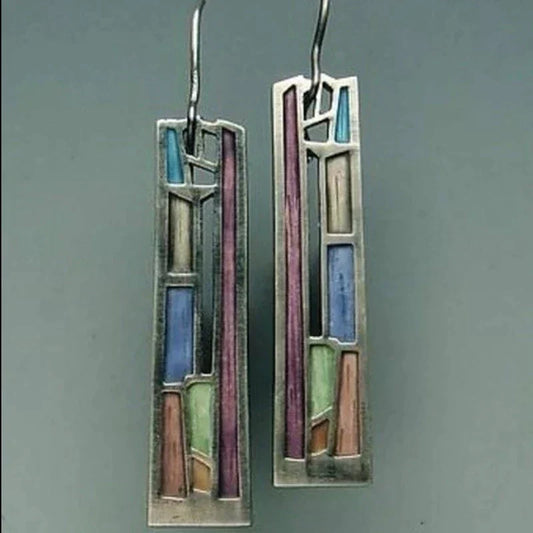 Boucles d'oreilles en argent vintage colorées