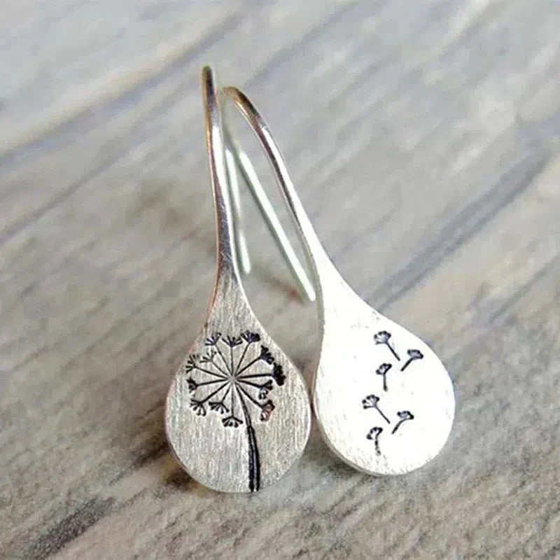 Boucles d'oreilles en feuille de pissenlit en argent 925