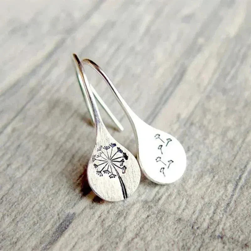 Boucles d'oreilles en feuille de pissenlit en argent 925