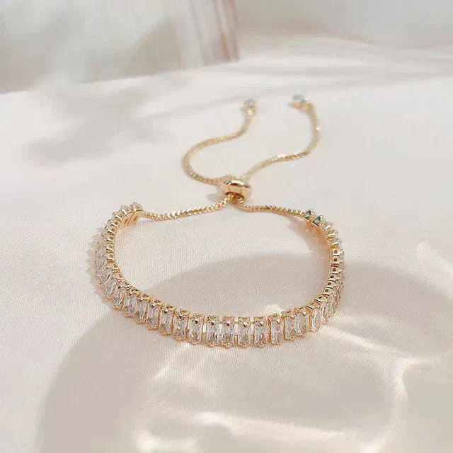Bracelet en Zirconium Cubique Ajustable en Or et Argent