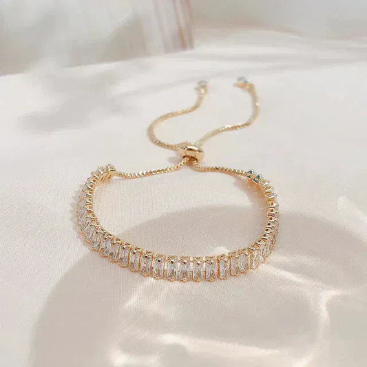 Bracelet en Zirconium Cubique Ajustable en Or et Argent