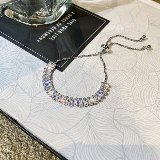 Bracelet en Zirconium Cubique Ajustable en Or et Argent
