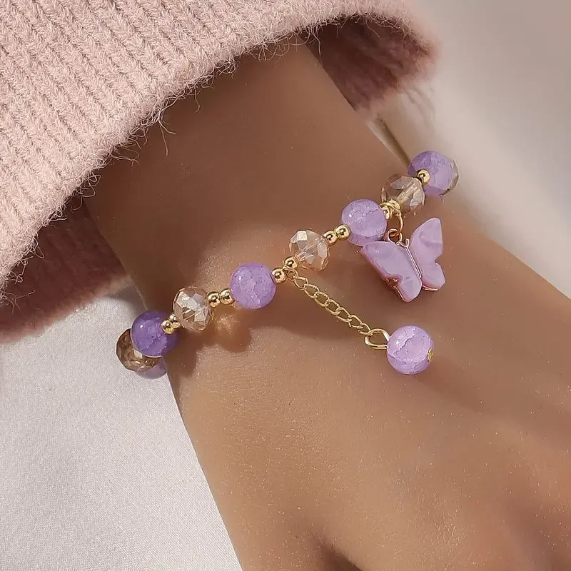 Bracelet Élastique En Perles Papillon Magnifique