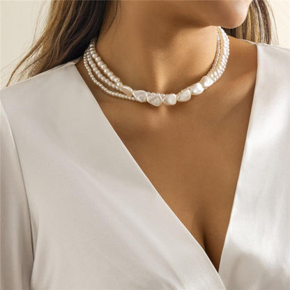 Collier en Pierre Blanche et Perle en Or