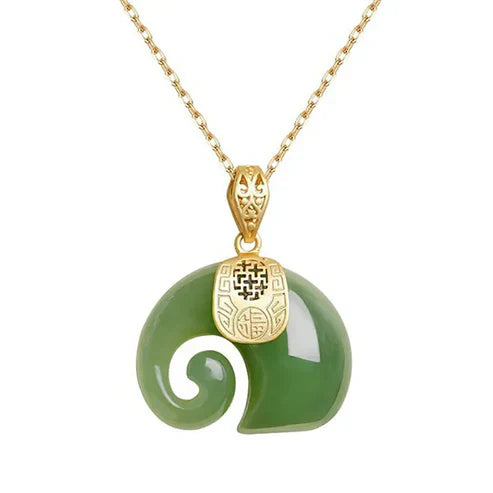 Pendentif en Jade Hetian en Forme d'Éléphant