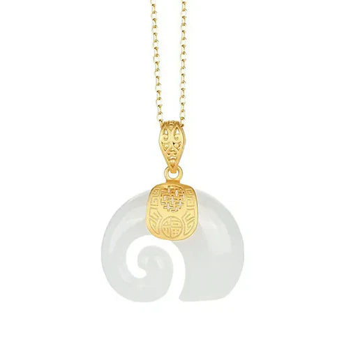 Pendentif en Jade Hetian en Forme d'Éléphant