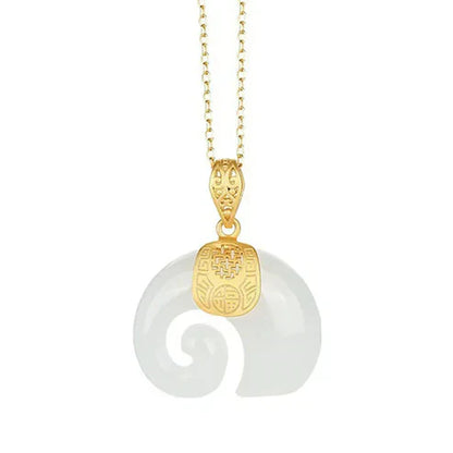 Pendentif en Jade Hetian en Forme d'Éléphant