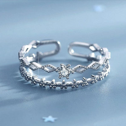 Bague en Argent Zirconium Ajustable