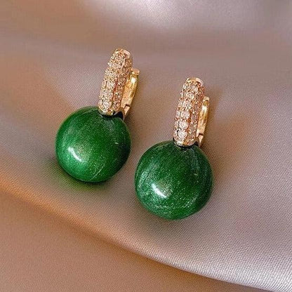 Boucles d'oreilles Perle Verte en Or