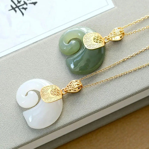 Pendentif en Jade Hetian en Forme d'Éléphant
