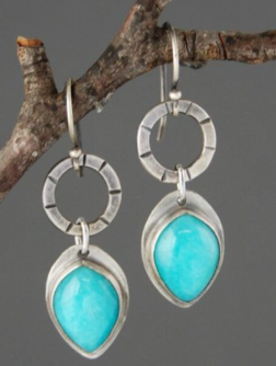 Boucles d'oreilles vintage avec incrustation de turquoise