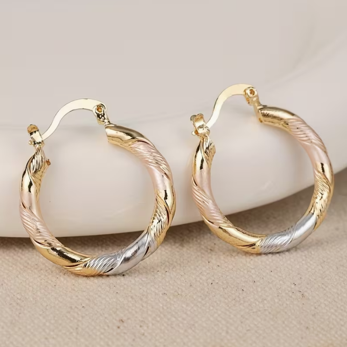 Boucles d'Oreilles Créoles Tordues Twilight Harmony