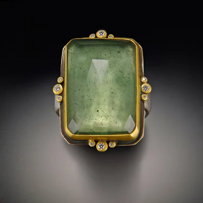 Bague en Cristal Carrée Rétro Française