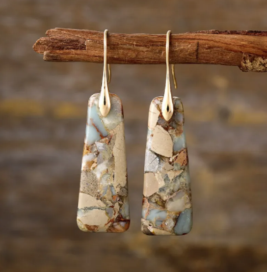 Boucles d'oreilles en Pierre de l'Empereur Bohémien