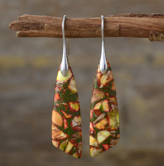 Boucles d'oreilles en Pierre de l'Empereur Bohémien