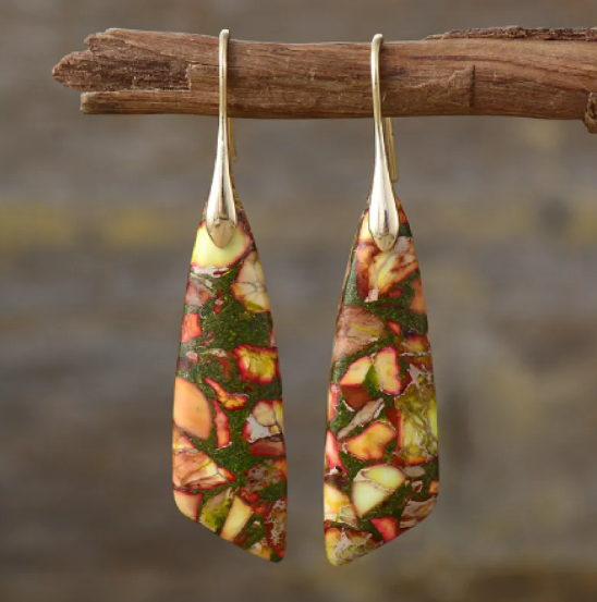 Boucles d'oreilles en Pierre de l'Empereur Bohémien