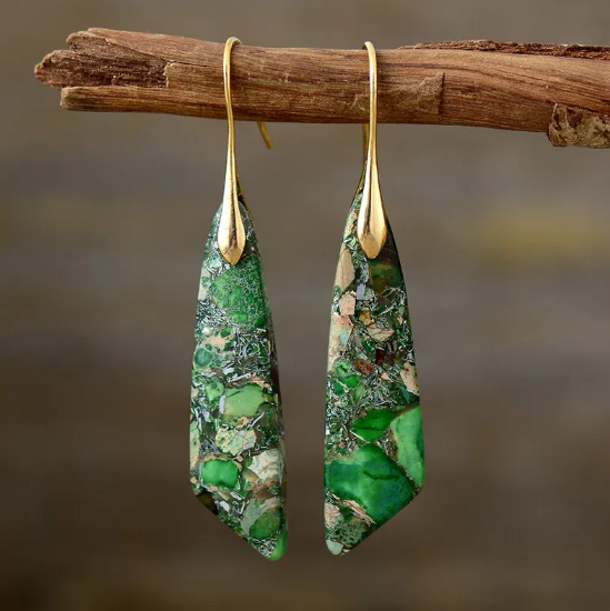 Boucles d'oreilles en Pierre de l'Empereur Bohémien