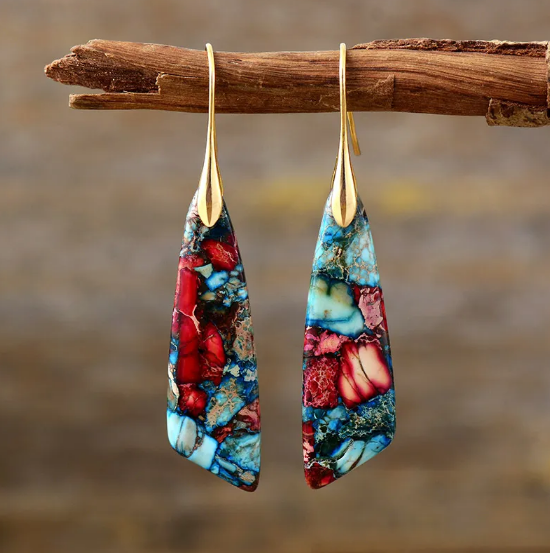 Boucles d'oreilles en Pierre de l'Empereur Bohémien